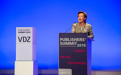 Vortrag am zweiten Tag des Publishers' Summit im bcc
